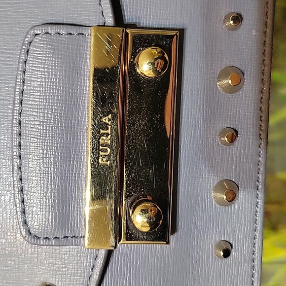 Furla Metropolis Studded Leather Flap Crossbody Bag in Periwinkle Blue – Leather - Picture 4 of 14